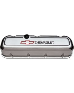 Engine Valve Covers; Tall Style; Die Cast; Polished with Bowtie Logo; BB Chevy