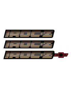 1988-90 "IROC-Z-Bowtie" Rocker/Rear Bumper Domed Decal Emblem Kit (3 Pcs) Gold