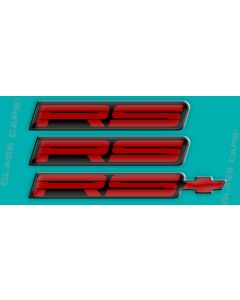 1991-92 "RS" Rocker/Rear Bumper Domed Decal Emblem Kit (3 Pcs) Red