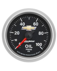 Autometer Oil Pressure Gauge,  2 1/16", 100Psi, Digital Stepper Motor, Chevy Gold Bowtie


