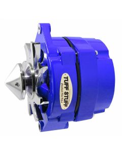 1973-1983 Camaro Silver Bullet Alternator; 100 AMP; OEM Or 1 Wire; V Groove Bullet Pulley; 4.85 in. Case Depth; Lower Mount Boss 2 in. Long; Blue Powdercoat w/Chrome Accents;