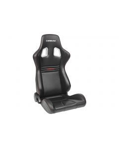 Corbeau Sportline Evolution Reclining Seat, Black Vinyl with Carbon Red Stitch