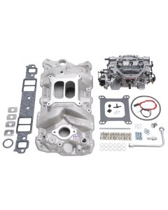 Edelbrock 2023 Manifold And Carb Kit; Performer Rpm; Small Block Chevrolet; 1957-1986; Natural