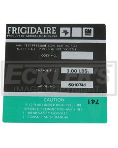Camaro Air Conditioning Compressor Decal, Frigidaire Air, 1974-1976