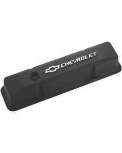 Chevrolet Bowtie Emblem Die-Cast Valve Covers, Raised Emblem, Black Crinkle