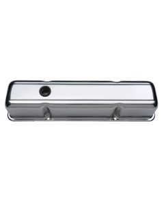 Engine Valve Covers; Stamped Steel; Tall; Chrome; w/o Emblems; Fits SB Chevy