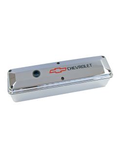 Engine Valve Covers; 2-Piece Tall Style; Die Cast; Chrome w/Bowtie Logo;SB Chevy