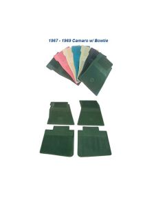 Camaro Rubber Floor Mats, Bowtie Logo, Dark Green, Show Correct, 1969