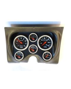 Camaro Instrument Cluster Panel, Brushed Aluminum Finish, With Carbon Fiber Series AutoMeter Gauges, 1969