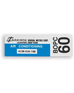 Camaro Air Conditioning Evaporator Box Decal, Harrison, 1978