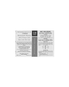 Camaro Windshield Washer Decal, GM Replacement Windshield Filler Bottle, 1966-1972