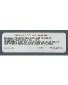 Camaro Engine Compartment Decal, Caution Cooling System,1970-1971