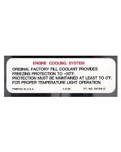 1972 Engine Compartment Decals,Caution Cooling System