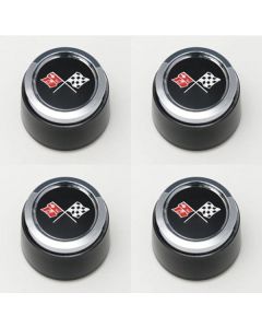 1973-1979 Corvette Aluminum Wheel Center Cap Set Black With Emblems	