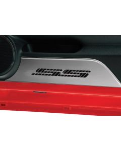 American Car Craft Camaro Stainless Steel Door Panel Kick Plates, SS Logo, Colored Carbon Fiber 2010-2013