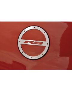 2010-2019 Camaro Gas Door Cap Cover "RS" Logo, Brushed Stainless Steel American Car Craft