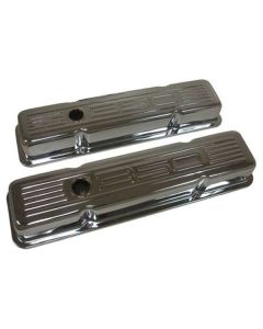 1967-1987 Chevy Small Block Chrome Valve Covers With 350 Logo, Short,33-204442-1