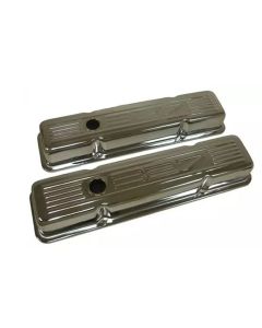 Chevy Small Block Chrome Valve Covers With 327 Logo, Short,1958-1986