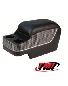 Camaro Custom Deluxe SS Floor Console, With Drink Holders, Houndstooth, With Chrome Trim, Black & White, 1967-1969