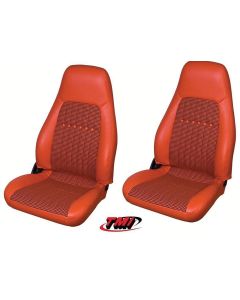 Camaro Retro Houndstooth Front & Rear Seat Covers, Black & Orange, 1997-2002
