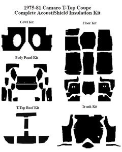 Camaro Insulation, QuietRide, AcoustiShield, Complete Kit, Coupe, T-Top, 1975-1981