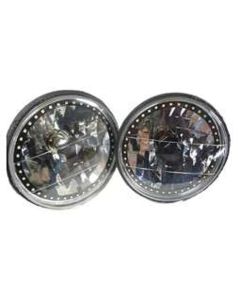 7" Round White Blackout Halo Headlights, Pr, 1967-1981