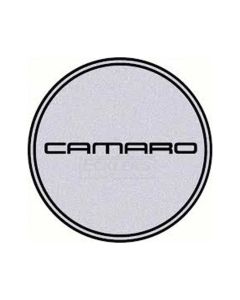 Camaro Wheel Center Cap Emblem, Black Logo, Silver Background, 1967-2002