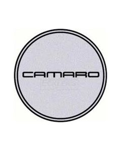 Camaro Wheel Center Cap Emblem, Black Logo, Silver Background, 1967-2002