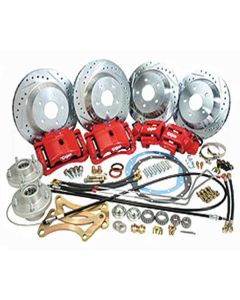 Camaro Complete Front And Rear Big Brake Kit, For Stock Spindles, Red Calipers, 1967