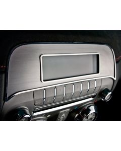 Camaro Radio Trim Plate For Factory Radio, Brushed Steel, Polished Trim, 2010-2013