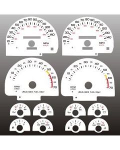1990-1992 Camaro Chevrolet® , ,White Face Gauge Instrument Cluster Overlay,140 MPH Speedometer