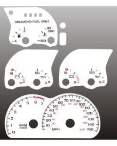 Chevrolet® Camaro White Face Gauge Instrument Cluster Overlay,150 MPH V8,1993..1996