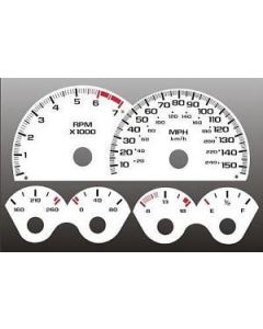 Chevrolet® Camaro White Face Instrument Cluster Gauge Overlay,150 MPH Speedometer,V8,1997..1998