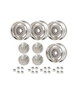 Rick's Camaro - Rally Wheel Kit, 1-Piece Cast Aluminum With  Plain Flat (No Lettering)  Center Caps,  17x8 

