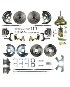 Camaro 4-Wheel Power Disc Brake Conversion Kit With 11" Factory Style Booster, Staggered Rear Shocks, 1967-1969