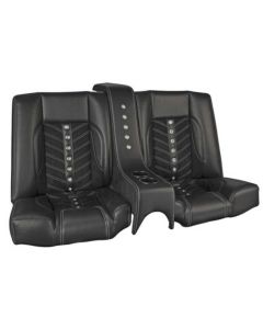 1967-68 Camaro Sport XR Rear Seat Upholstery, Console & Foam Kit, Black Vinyl, Black Suede w/Black Contrast Stitch, Grommets


