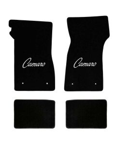 68-69 Camaro Lloyds Black Front Rear Mats, Silvr Camaro Logo