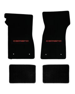 1967 Camaro Lloyds Black Front/Rear Floor Mats, Red Camaro