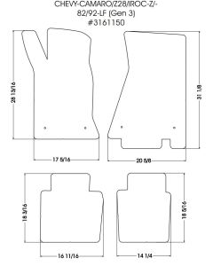 1982-1992 Camaro Lloyds Black Front/Back Floor Mats Silver Camaro