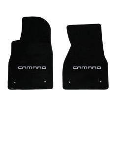 1982-1992 Camaro Lloyds Black Front  Floor Mats, Red Camaro