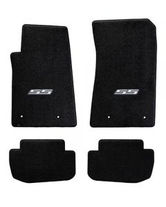 2010-15 Camaro Lloyds Ultimat Ebony Front/Rear Floor Mats, Silver Camaro SS Logo