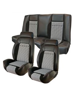 1969 Camaro Deluxe HoundsTooth Fold Down Buckets Front & Rear Set Black	
