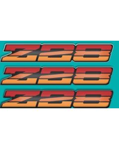 1982 "Z28" Rocker/Rear Bumper Domed Decal Emblem Kit (3 Pcs) Orange