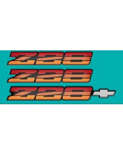 1983-87 "Z28"/IROC-Z ('85-'87) "Z28-Bowtie" Rocker/Rear Bumper Domed Decal Emblem Kit (3 Pcs) Orange