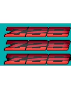 1983-87 "Z28"/IROC-Z ('85-'87) "Z28-Bowtie" Rocker/Rear Bumper Domed Decal Emblem Kit (3 Pcs) Red