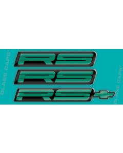 1991-92 "RS" Rocker/Rear Bumper Domed Decal Emblem Kit (3 Pcs) Teal