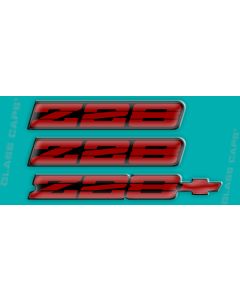1991-92 "Z28" Rocker/Rear Bumper Domed Decal Emblem Kit (3 Pcs) Red