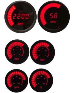 Intellitronix  Red Complete Bargraph Gauge Set With Black Bezel