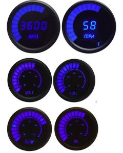 Intellitronix  Blue Complete Bargraph Gauge Set With Black Bezel