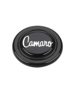 Grant Signature Black Horn Button with Camaro Emblem in Chrome and Black.